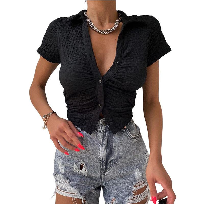 Узкие футболки с коротким рукавом и пуговицами 2023 года, модный летний сексуальный укороченный топ для женщин Y2k, уличная футболка, корейский стильный корсет, блузы 26330 M чёрный
Узкие футболки с коротким рукавом и пуговицами 2023 года, модный летний сексуальный укороченный топ для женщин Y2k, уличная футболка, корейский стильный корсет, блузы 26330 M чёрный