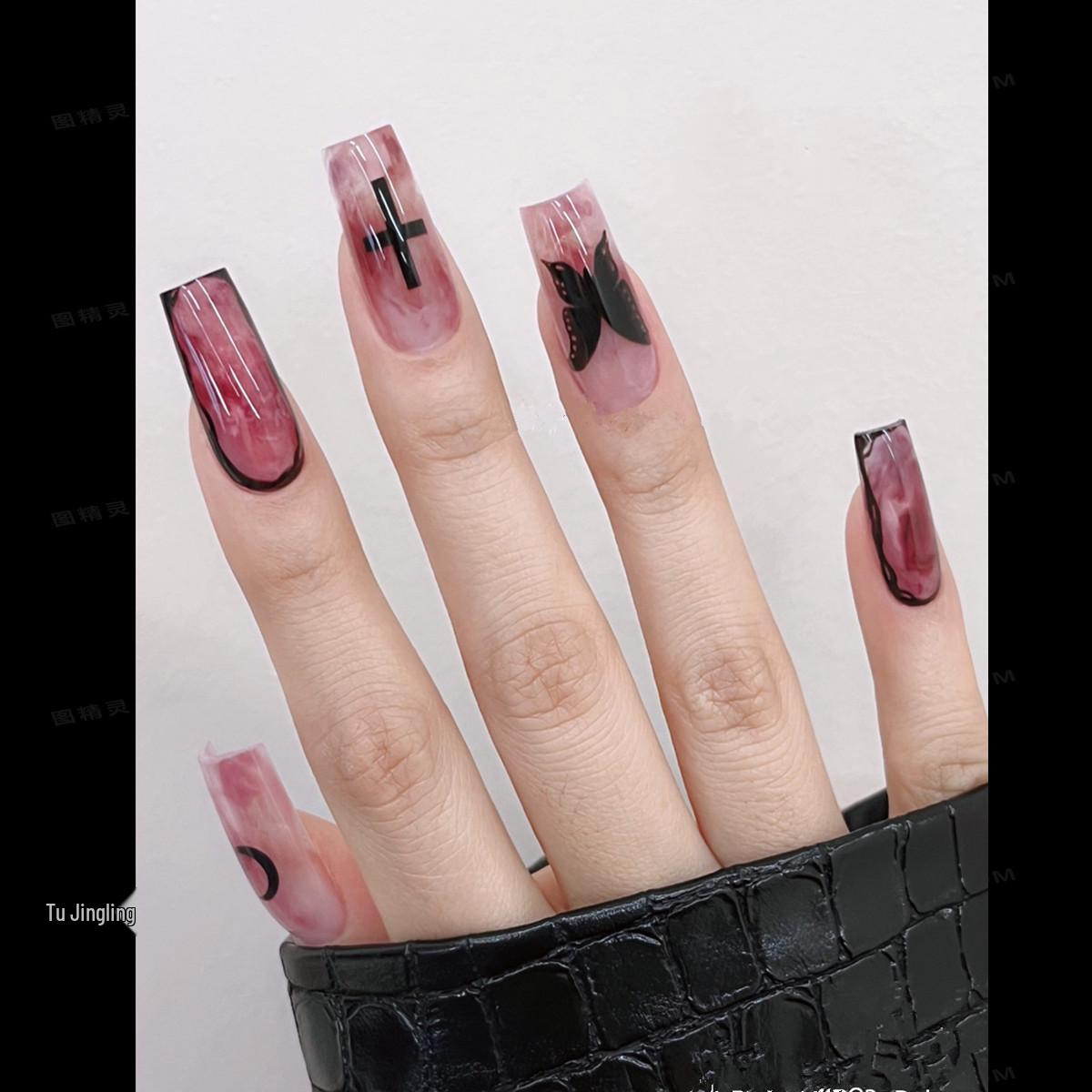 24-Piece Purple-Red Ombre Press-On Holiday Nails 
24-Piece Purple-Red Ombre Press-On Holiday Nails