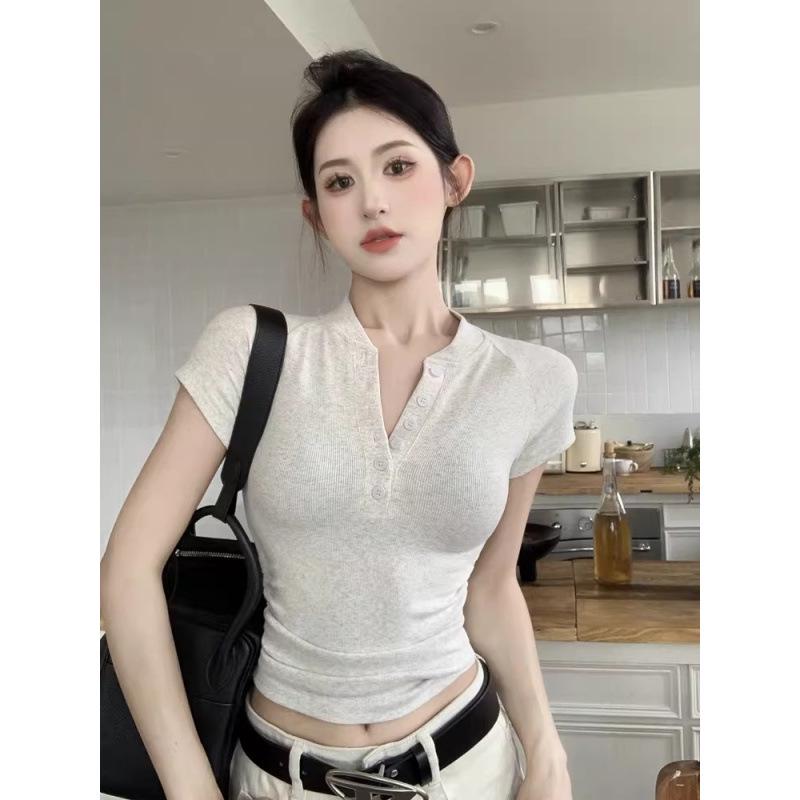 2026 Women s Short Sleeve Button Collar T-Shirt - Casual, Versatile, Pure Color S серый/белый
2026 Women s Short Sleeve Button Collar T-Shirt - Casual, Versatile, Pure Color S серый/белый
