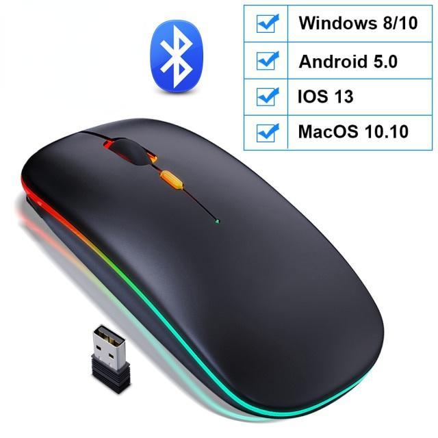 Бездротова 1 шт. миша Bluetooth RGB акумуляторна миша бездротова комп ютерна безшумна миша світлодіодне підсвічування ергономічна ігрова миша чорний
Бездротова 1 шт. миша Bluetooth RGB акумуляторна миша бездротова комп ютерна безшумна миша світлодіодне підсвічування ергономічна ігрова миша чорний