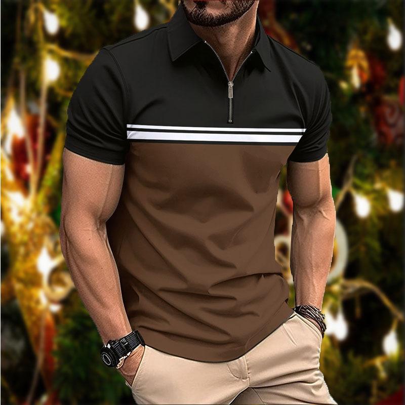 Summer New Men s Short-sleeved Polo Shirt Fashion Collision Zip Polo Shirt Men s Fashion Tops XXXL темно-коричневого кольору
Summer New Men s Short-sleeved Polo Shirt Fashion Collision Zip Polo Shirt Men s Fashion Tops XXXL темно-коричневого кольору