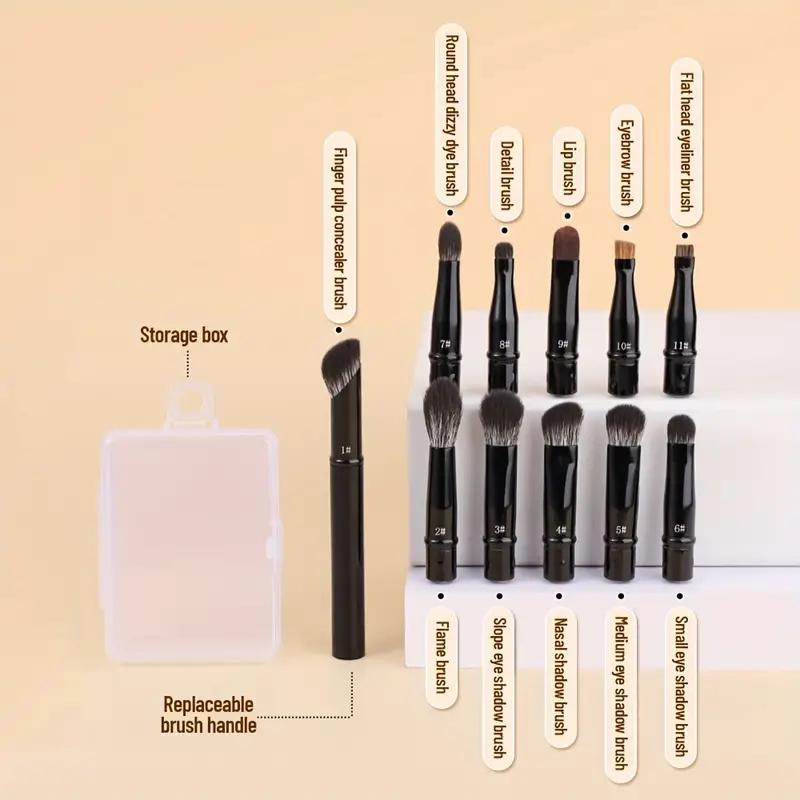 11pcs Portable Makeup Brush Set Eyeshadow Concealer Lip Cosmetic Brush with Soft Bristles Detachable Metal Handle Makeup Brushes
11pcs Portable Makeup Brush Set Eyeshadow Concealer Lip Cosmetic Brush with Soft Bristles Detachable Metal Handle Makeup Brushes