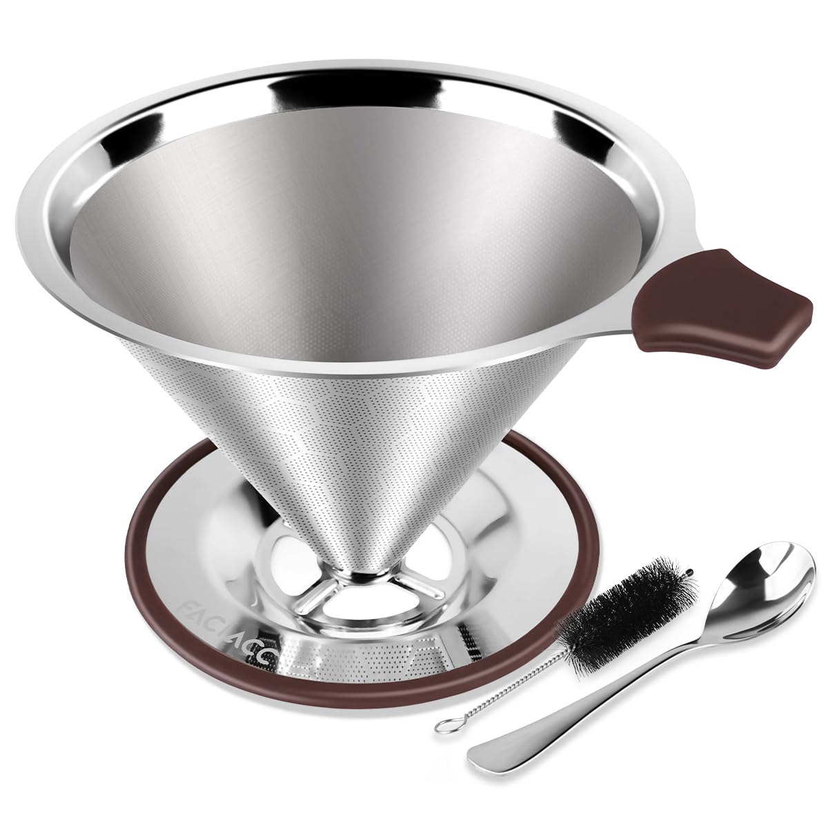 FACIACC Coffee Dripper, Stainless Steel Filter, Slow Coffee, Drip, Double-Layer Mesh, One-Piece Design, Includes Cleaning Brush and Spoon, Paperless,
FACIACC Coffee Dripper, Stainless Steel Filter, Slow Coffee, Drip, Double-Layer Mesh, One-Piece Design, Includes Cleaning Brush and Spoon, Paperless,