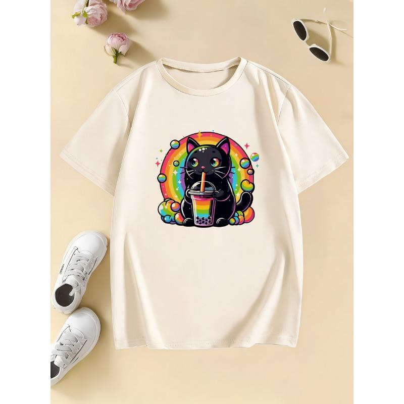 Summer and Spring Casual Top Cartoon Cat Drinking Juice Rainbow Design T-Shirt for Boys and Girls 100
Summer and Spring Casual Top Cartoon Cat Drinking Juice Rainbow Design T-Shirt for Boys and Girls 100