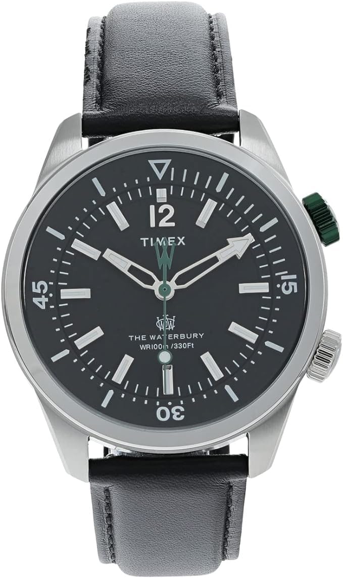 Timex Men s Waterbury Diver Automatic 40mm Watch, Black/Black/Stainless Steel. , One Size, Diving Inspired
Timex Men s Waterbury Diver Automatic 40mm Watch, Black/Black/Stainless Steel. , One Size, Diving Inspired