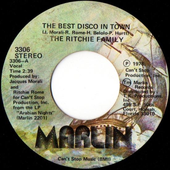 7inch Record RITCHIE FAMILY The Best Disco In Town 3306 Marlin 1976 US SoulFunk Used
7inch Record RITCHIE FAMILY The Best Disco In Town 3306 Marlin 1976 US SoulFunk Used