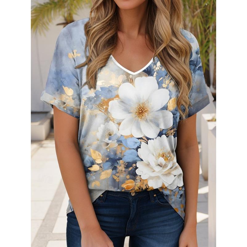 Women s T-Shirt Flowers Graphics Fashion Short Sleeved V-Neck Regular Tops Daily Print Tee Summer Y2K Casual Tops 3XL
Women s T-Shirt Flowers Graphics Fashion Short Sleeved V-Neck Regular Tops Daily Print Tee Summer Y2K Casual Tops 3XL