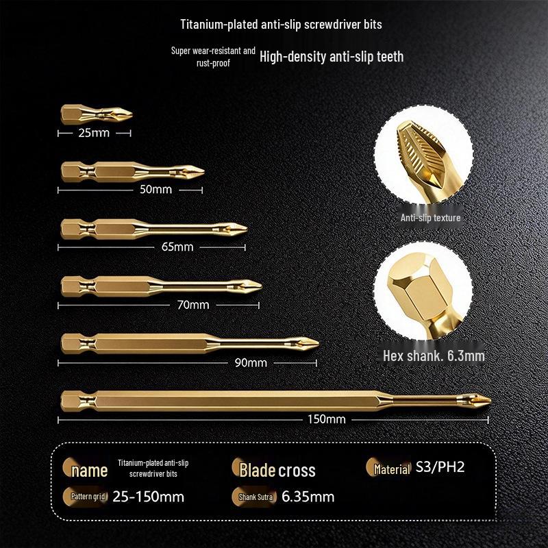 Ti-Gold Plated Magnetic Anti-Slip Phillips Screwdriver Bit – Wear & Impact Resistant
Ti-Gold Plated Magnetic Anti-Slip Phillips Screwdriver Bit – Wear & Impact Resistant