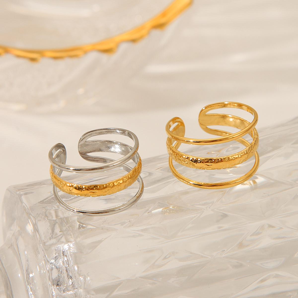 European-American Style Titanium Steel Open Ring - 18K Gold, Non-Fading, Three-Layer Line Design for Women
European-American Style Titanium Steel Open Ring - 18K Gold, Non-Fading, Three-Layer Line Design for Women
