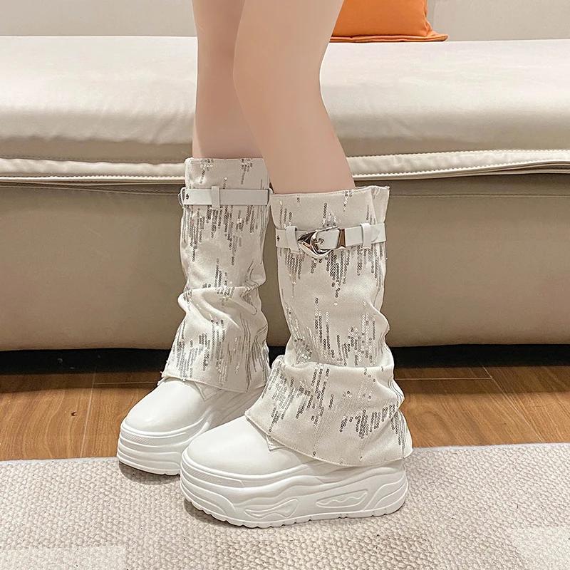 Bling Women Mid Calf High Boots Winter Two Ways To Wear Leather Flats Platform Shoes 2025 New Trend Fashion Snow Booties Mujer 35 бежевий
Bling Women Mid Calf High Boots Winter Two Ways To Wear Leather Flats Platform Shoes 2025 New Trend Fashion Snow Booties Mujer 35 бежевий