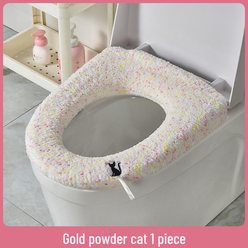 Мягкая зимняя подушка на сиденье унитаза с ручкой - толстый, теплый, в горошек чехол для домашнего использования One Size Elastic