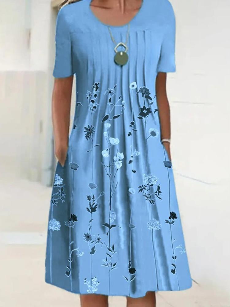 Women Floral Print Round Neck Pocket Mid Length Dress Spring Summer S синій
Women Floral Print Round Neck Pocket Mid Length Dress Spring Summer S синій