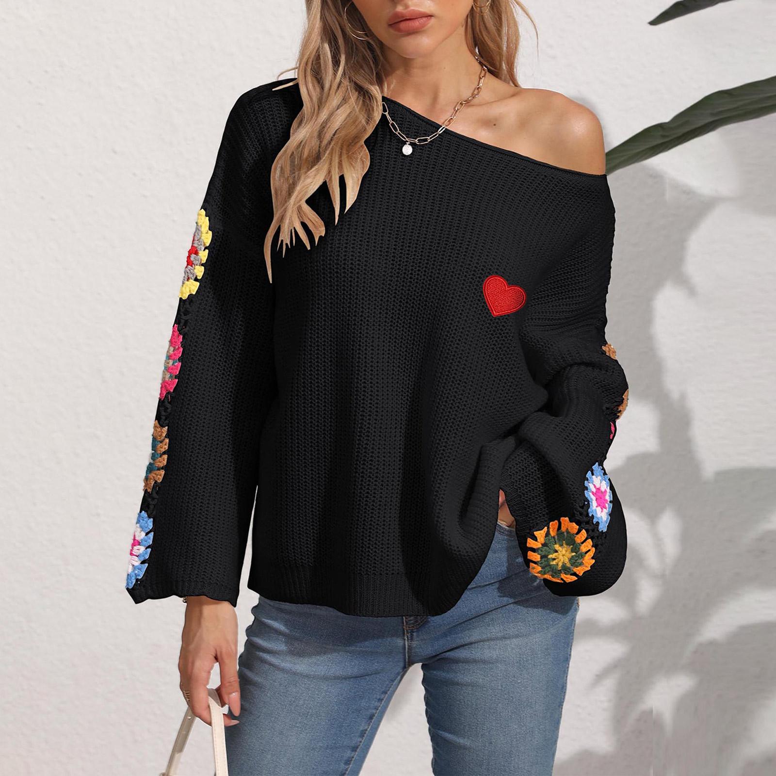 Женский свитер-пуловер с вырезом на одно плечо и свободным верхом, связанный вручную крючком, случайные смешанные цвета M чёрный
Женский свитер-пуловер с вырезом на одно плечо и свободным верхом, связанный вручную крючком, случайные смешанные цвета M чёрный