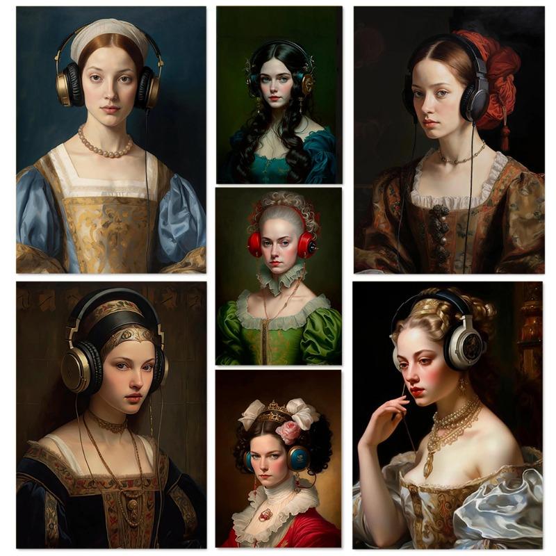 Neo Renaissance Funny Portrait Poster Girl Wearing Headphones Art Retro Canvas Painting Prints Wall Bedroom Home Decoration 21cm×30cm NoFrame
Neo Renaissance Funny Portrait Poster Girl Wearing Headphones Art Retro Canvas Painting Prints Wall Bedroom Home Decoration 21cm×30cm NoFrame