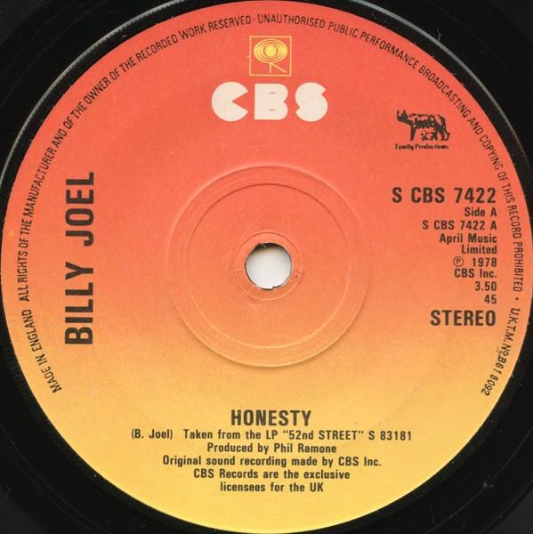 7inch Record BILLY JOEL Honesty SCBS7422 CBS 1978 UK Pop Used
7inch Record BILLY JOEL Honesty SCBS7422 CBS 1978 UK Pop Used