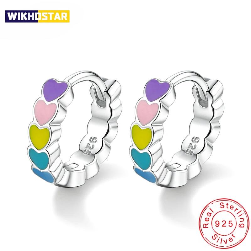 New 925 Sterling Silver Women Fashion Jewelry Heart Colorful Drip Glue Elegant Hoop Earrings Girl Birthday Gift Hook Ear Circle
New 925 Sterling Silver Women Fashion Jewelry Heart Colorful Drip Glue Elegant Hoop Earrings Girl Birthday Gift Hook Ear Circle