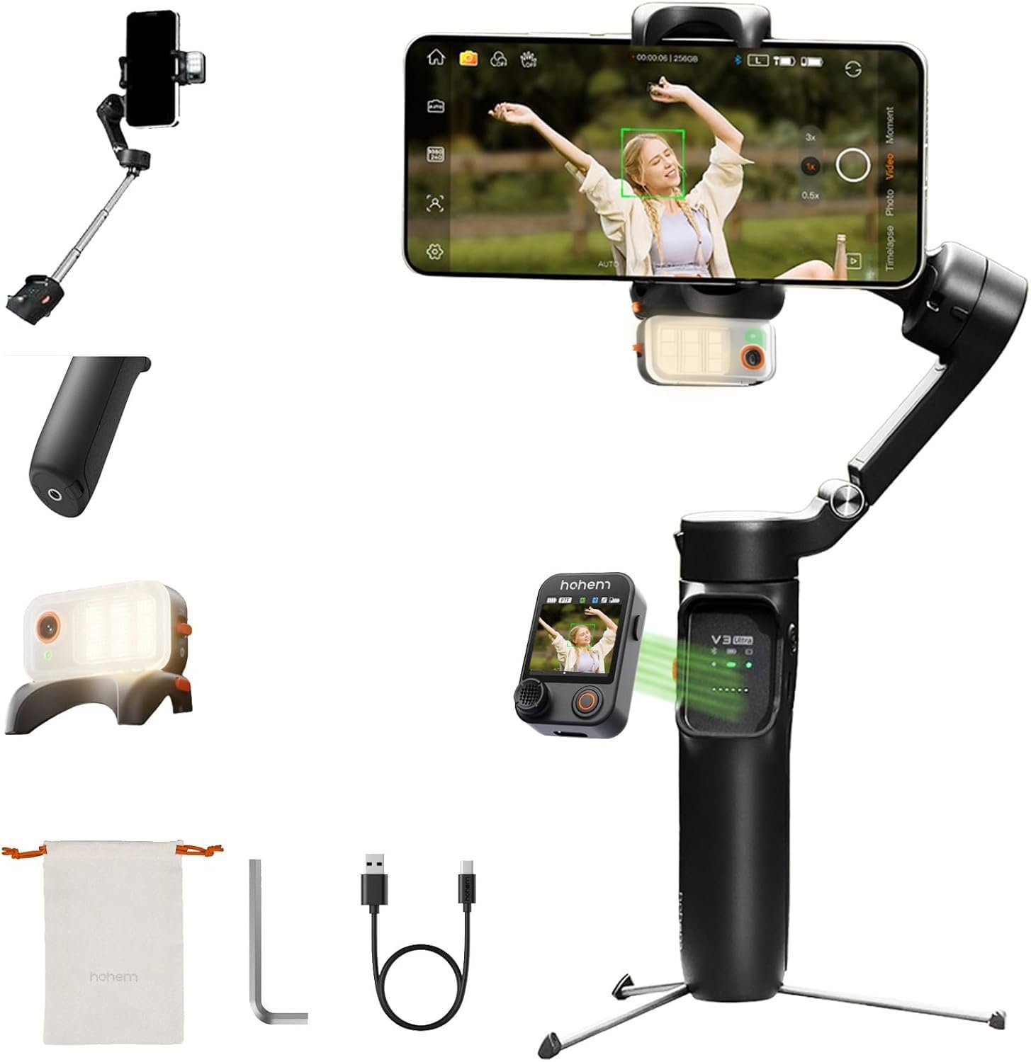 Hohem V3 Ultra AI Smartphone Stabilizer with Smart Touch Color Screen Fill Magnetic iOS Android Foldable and Portable Video Stabilizer Auto-Tracking чорний
Hohem V3 Ultra AI Smartphone Stabilizer with Smart Touch Color Screen Fill Magnetic iOS Android Foldable and Portable Video Stabilizer Auto-Tracking чорний