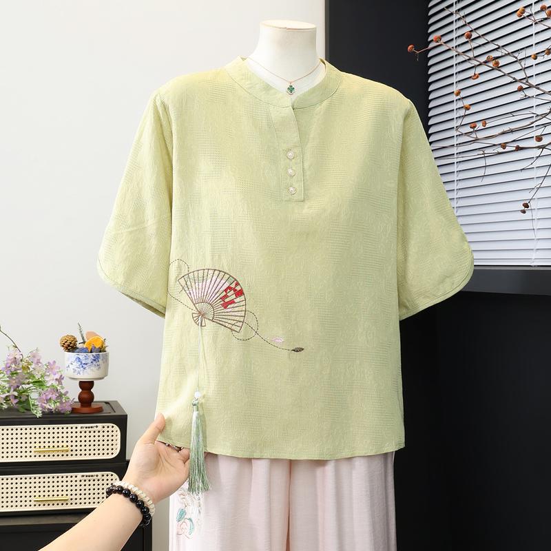 Yuzhaolin Women s New Chinese Style Fan Embroidery Stand-Up Collar Short Sleeve T-Shirt 4XL
Yuzhaolin Women s New Chinese Style Fan Embroidery Stand-Up Collar Short Sleeve T-Shirt 4XL