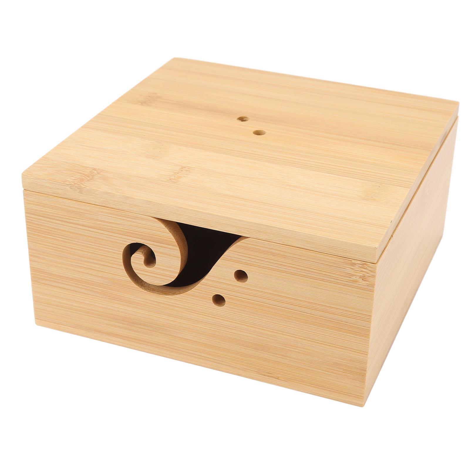 Пряжа Чаша Бамбук Прямоугольная Пылезащитная Легко Доступная Комплектация Чаша Держатель Пряжи с Крышкой