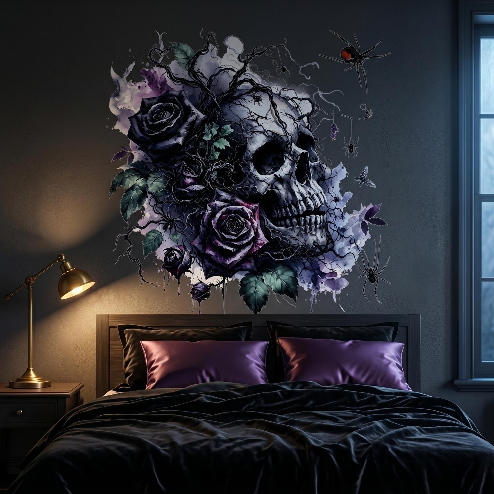 Self Adhesive Wall Decal Halloween Skull Rose Design Dark Gothic Style Removable Wall Sticker for Living Room Bedroom Horror Decoration One Size
Self Adhesive Wall Decal Halloween Skull Rose Design Dark Gothic Style Removable Wall Sticker for Living Room Bedroom Horror Decoration One Size