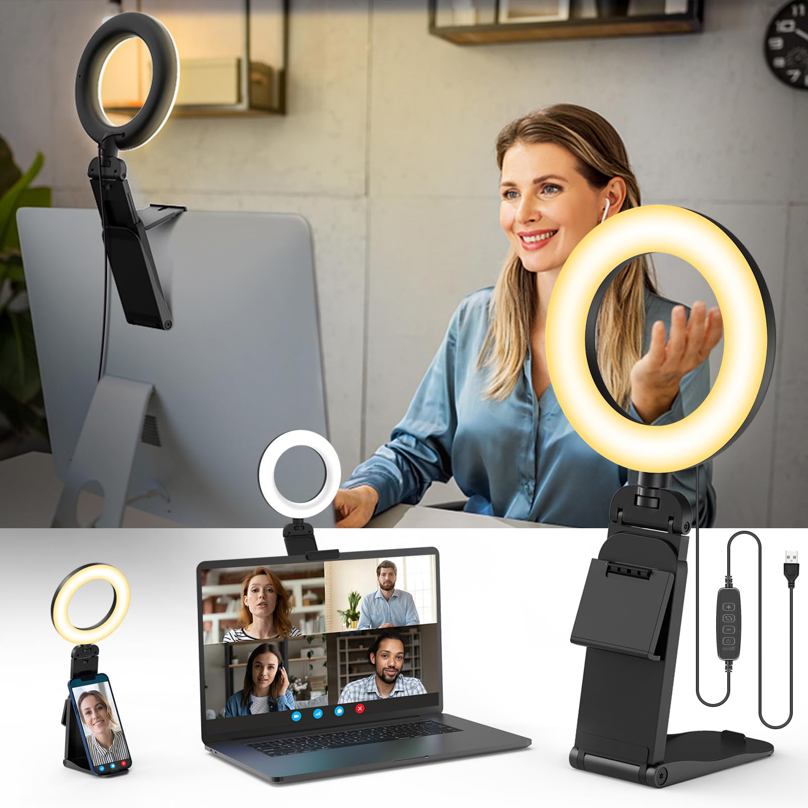 Evershop Ring Light Подвесной мониторный светильник Настольный светодиодный светильник для актрисы Компьютерный ПК Zoom Clip Light Распределение освещения для фотографии Онлайн
Evershop Ring Light Подвесной мониторный светильник Настольный светодиодный светильник для актрисы Компьютерный ПК Zoom Clip Light Распределение освещения для фотографии Онлайн