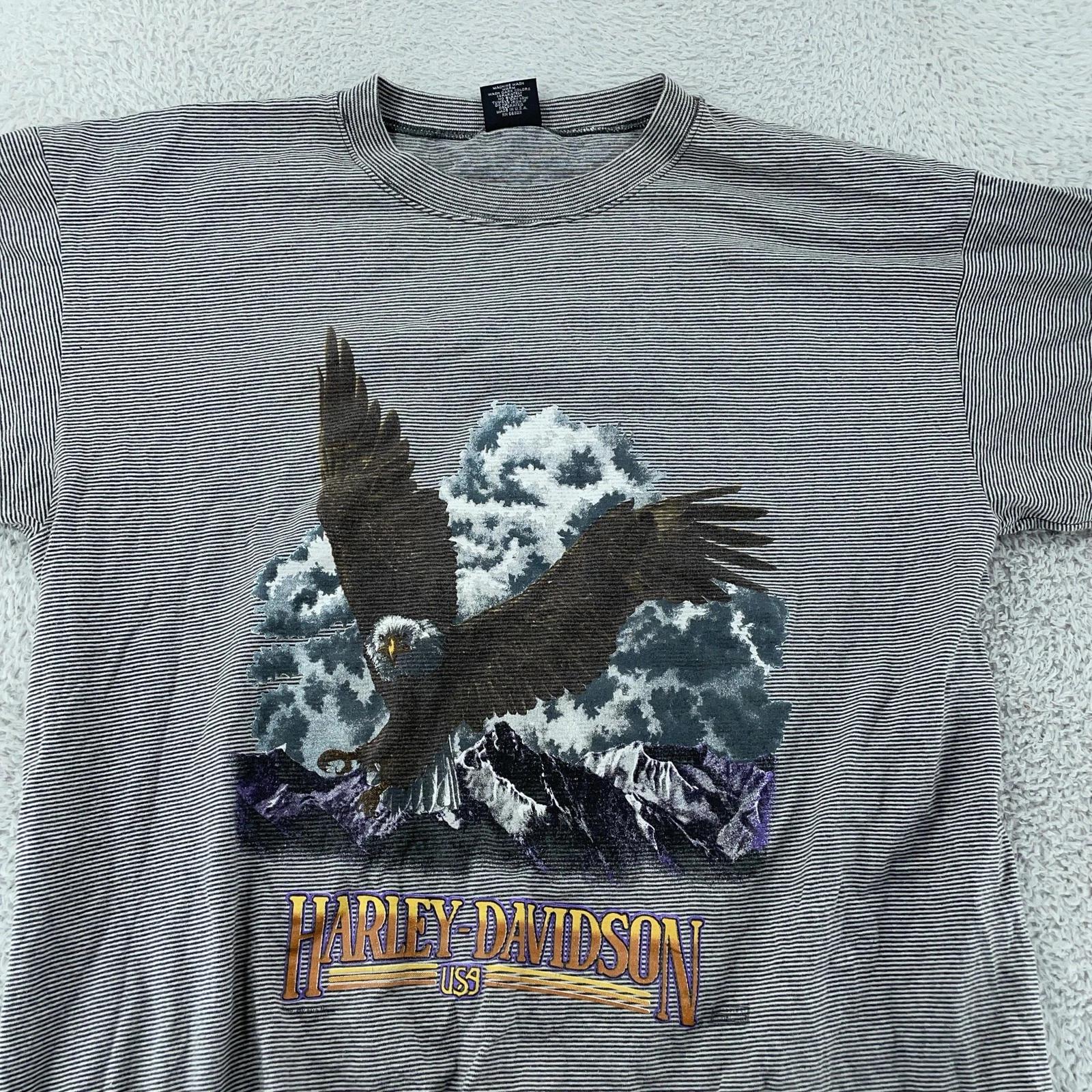 Vintage Harley-Davidson Striped T-Shirt Mens XL Gray Eagle USA Motorcycle 90s XL
Vintage Harley-Davidson Striped T-Shirt Mens XL Gray Eagle USA Motorcycle 90s XL