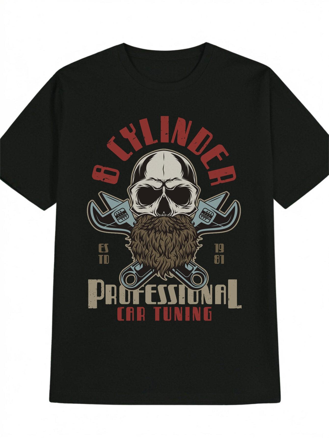 Casual Versatile Round Neck T-shirt with Skull and Beard Print XL
Casual Versatile Round Neck T-shirt with Skull and Beard Print XL