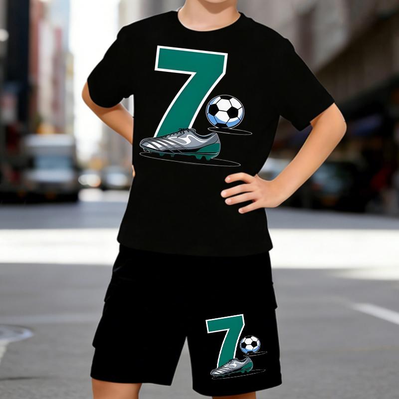 Boys 2 Piece Football-themed printed Outfit, Short Sleeve T-Shirt and Shorts Set for Kids Age 5-14, Black and White Sporty Casual Summer Clothes 5-6 Years чёрный
Boys 2 Piece Football-themed printed Outfit, Short Sleeve T-Shirt and Shorts Set for Kids Age 5-14, Black and White Sporty Casual Summer Clothes 5-6 Years чёрный