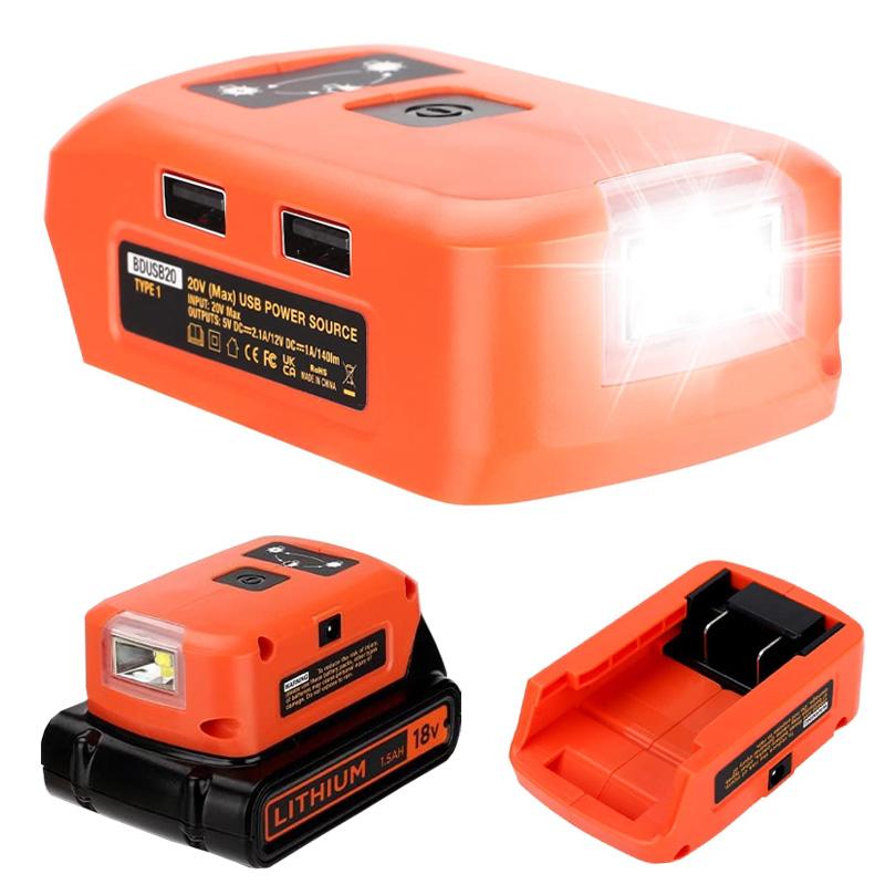 Адаптер зарядного устройства для литий-ионного аккумулятора Black&Decker 14,4–20 В, светодиодный рабочий фонарь 3 Вт 140 лм с двумя портами USB, порт постоянного тока 12 В
Адаптер зарядного устройства для литий-ионного аккумулятора Black&Decker 14,4–20 В, светодиодный рабочий фонарь 3 Вт 140 лм с двумя портами USB, порт постоянного тока 12 В