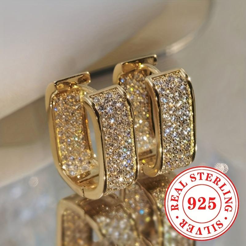 S925 sterling silver women s earrings 1 pair, with a gold-toned hollowed-out design and cubic zirconia, perfect for daily wear and gatherings золотистий
S925 sterling silver women s earrings 1 pair, with a gold-toned hollowed-out design and cubic zirconia, perfect for daily wear and gatherings золотистий