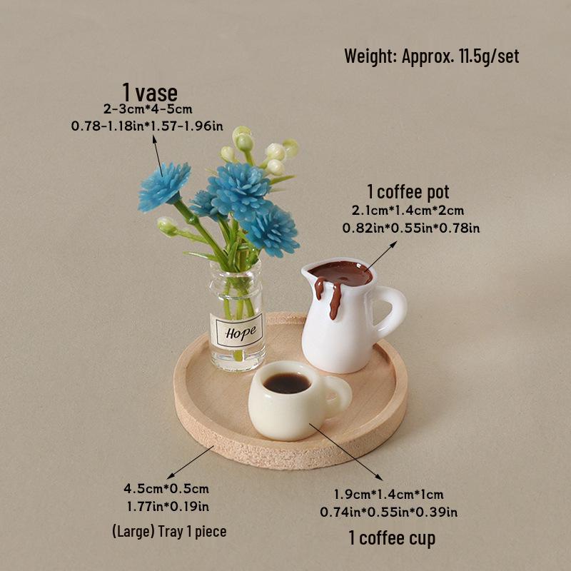 Miniature Wooden Dollhouse Tray with Coffee Cup and Vase Ornament
Miniature Wooden Dollhouse Tray with Coffee Cup and Vase Ornament