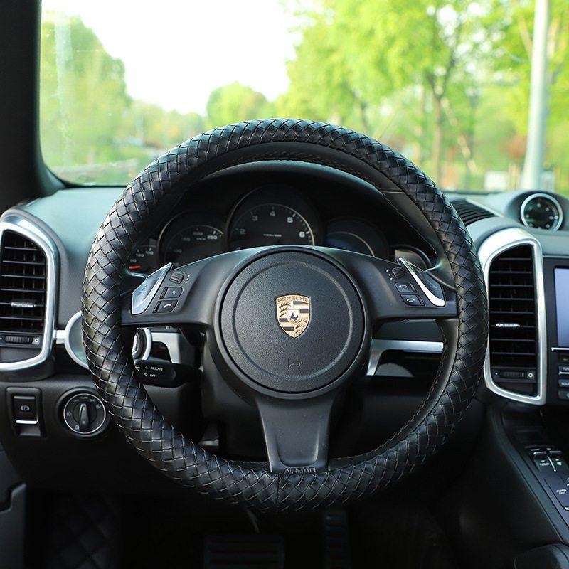 Braided Car Steering Wheel Cover, Leather Solid Color Car Handle Cover, Anti-Slip and Wear-Resistant, Car Interior Accessories Woven Steering Wheel Cover Black 38cm
Braided Car Steering Wheel Cover, Leather Solid Color Car Handle Cover, Anti-Slip and Wear-Resistant, Car Interior Accessories Woven Steering Wheel Cover Black 38cm