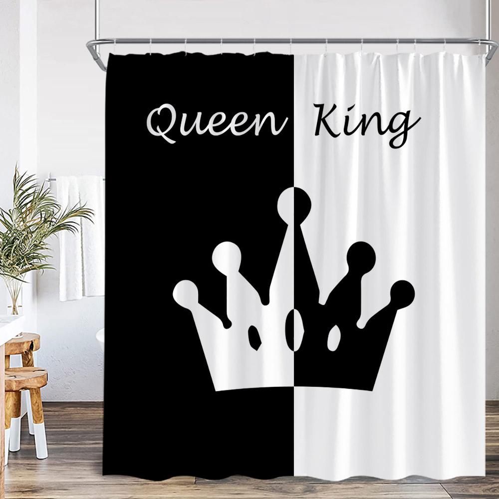 Crown Queen And King Shower Curtain Black White Pink Red Background Mrs Mr Right Couple Lover Polyester Bathing Decor Curtain W60H190(CM)-1 Pcs
Crown Queen And King Shower Curtain Black White Pink Red Background Mrs Mr Right Couple Lover Polyester Bathing Decor Curtain W60H190(CM)-1 Pcs