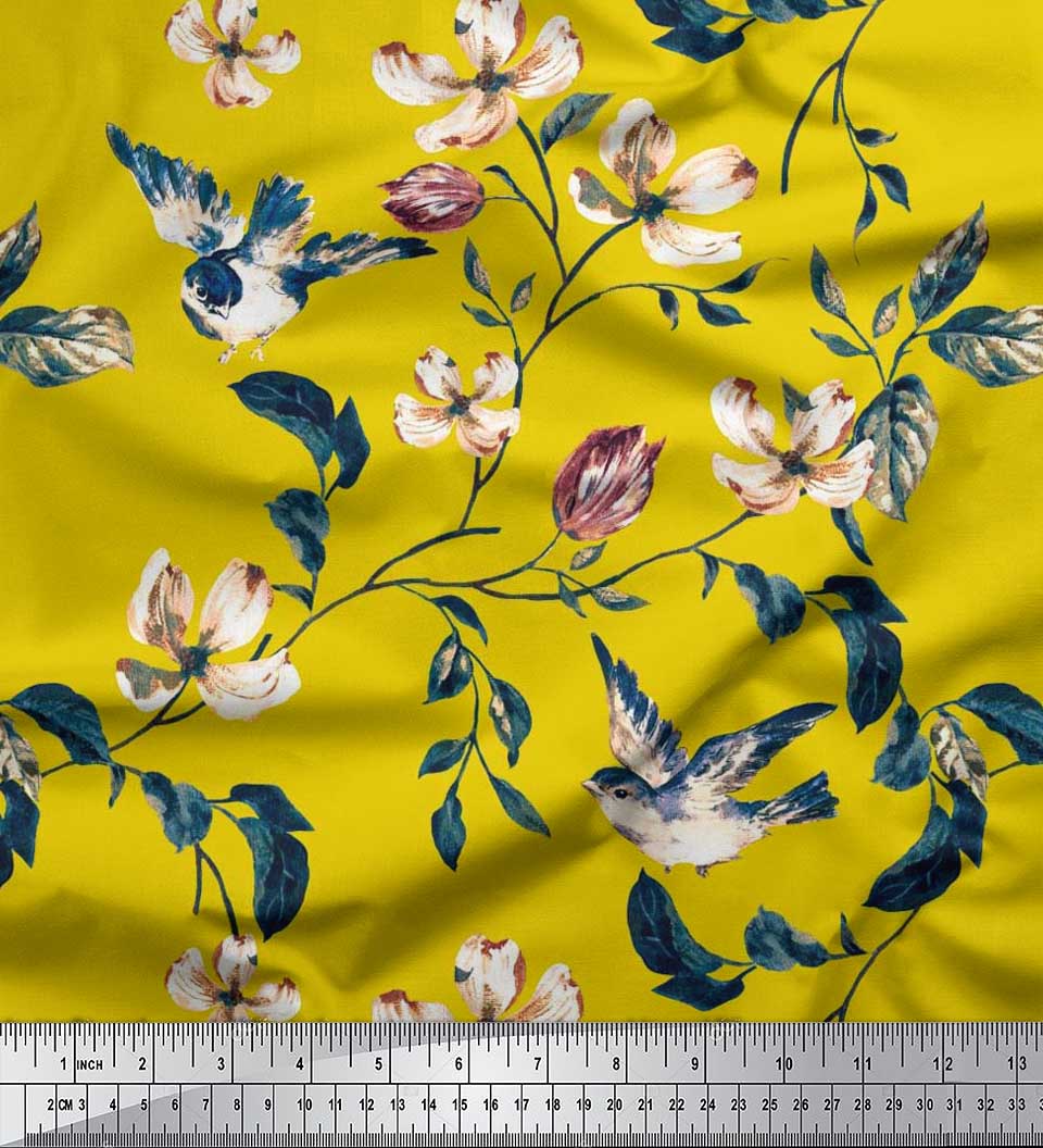 Тканина Soimoi Japan Crepe Satin Robin,Leaves & Wildflower Floral Print Швейна тканина метр 42 дюйма 42 Inch Wide - Poly Crepe жовтий
Тканина Soimoi Japan Crepe Satin Robin,Leaves & Wildflower Floral Print Швейна тканина метр 42 дюйма 42 Inch Wide - Poly Crepe жовтий