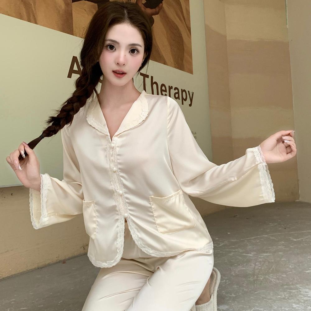 Ice Silk Ruffle Pajamas for Women - Sweet Girlish Style, Long Sleeve, Spring/Autumn Wear, Suitable for Home or Outdoors Extra Large абрикосовий
Ice Silk Ruffle Pajamas for Women - Sweet Girlish Style, Long Sleeve, Spring/Autumn Wear, Suitable for Home or Outdoors Extra Large абрикосовий