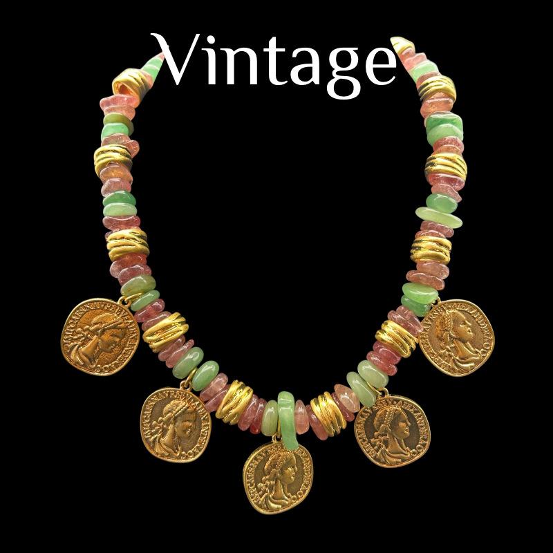 Vintage Heavy Duty Stone Colorful Antique Coin Necklace Fashion Style
Vintage Heavy Duty Stone Colorful Antique Coin Necklace Fashion Style