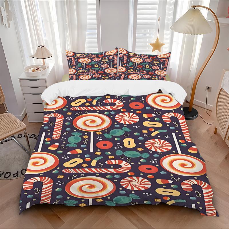 3pcs Candyland Adventure: Cute Cartoon Candy Theme Comforter Set with Two Pillowcases (No Core), Perfect for Room Decor, Festive Gift 135x200cm
3pcs Candyland Adventure: Cute Cartoon Candy Theme Comforter Set with Two Pillowcases (No Core), Perfect for Room Decor, Festive Gift 135x200cm