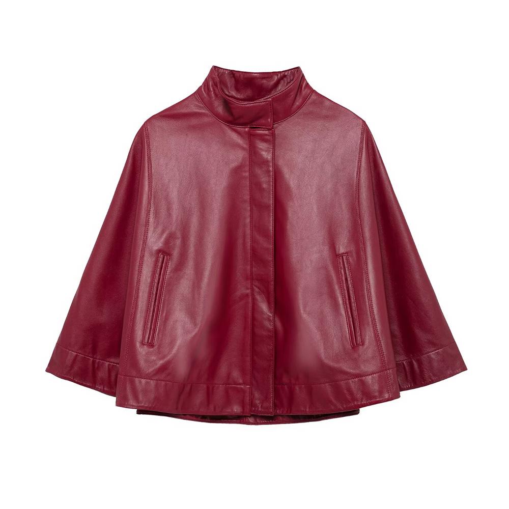 2025 Spring Women s Stand-Up Collar Faux Leather Cape Jacket Large вина червоного кольору
2025 Spring Women s Stand-Up Collar Faux Leather Cape Jacket Large вина червоного кольору