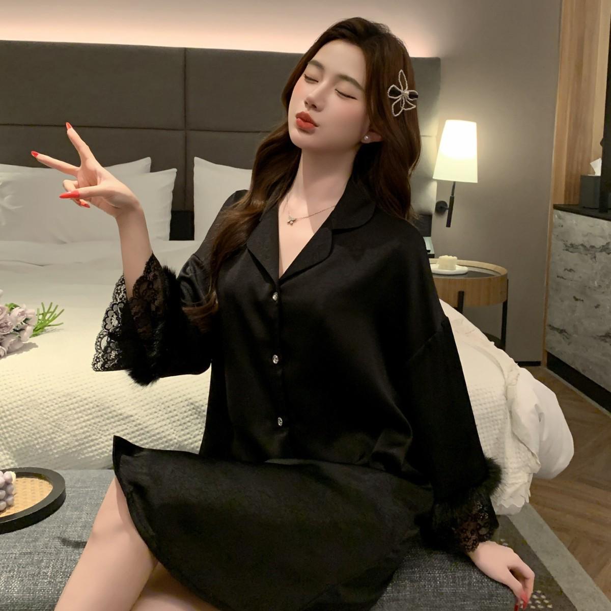 Ice Silk Feather Shirt Dress: Elegant Spring/Summer French Lace Design for Women One Size
Ice Silk Feather Shirt Dress: Elegant Spring/Summer French Lace Design for Women One Size