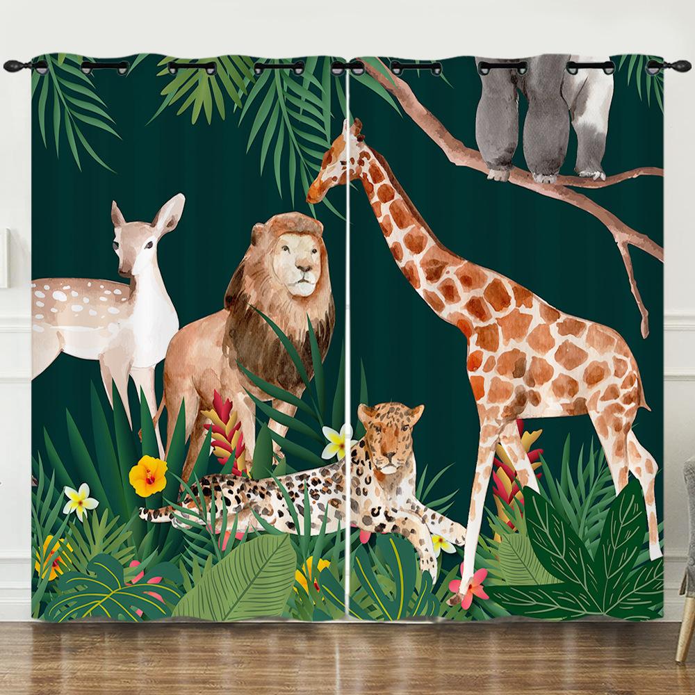 Curtains Tropical Rainforest Animals Lion Giraffe Digital Printing Blackout Curtain Punching 97cm*114cm*2
Curtains Tropical Rainforest Animals Lion Giraffe Digital Printing Blackout Curtain Punching 97cm*114cm*2