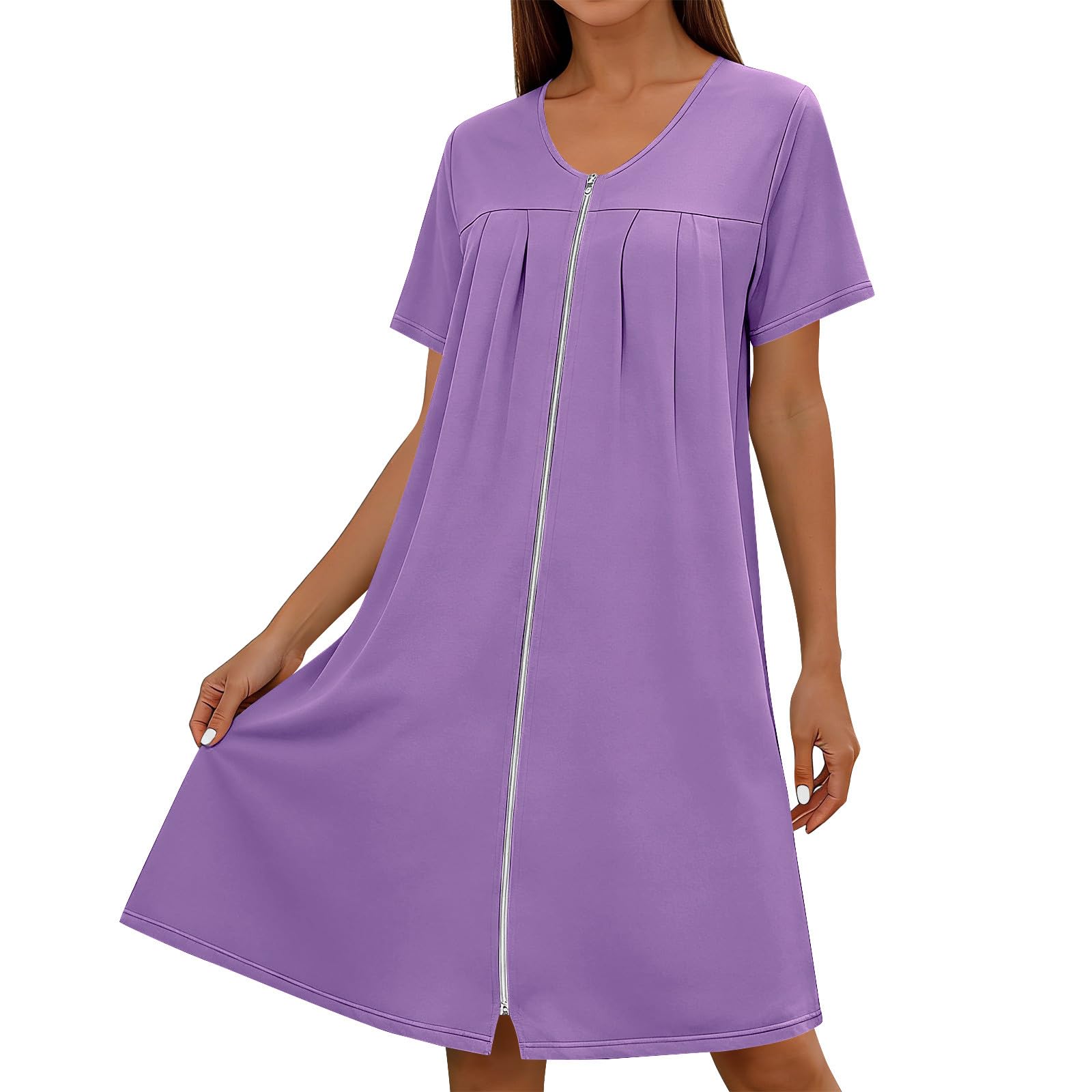 Women s Casual Short Sleeve Nightgown Loose Fit Zip Front Sleep Dress with Pockets Round Neck Comfortable Homewear L фиолетовый
Women s Casual Short Sleeve Nightgown Loose Fit Zip Front Sleep Dress with Pockets Round Neck Comfortable Homewear L фиолетовый