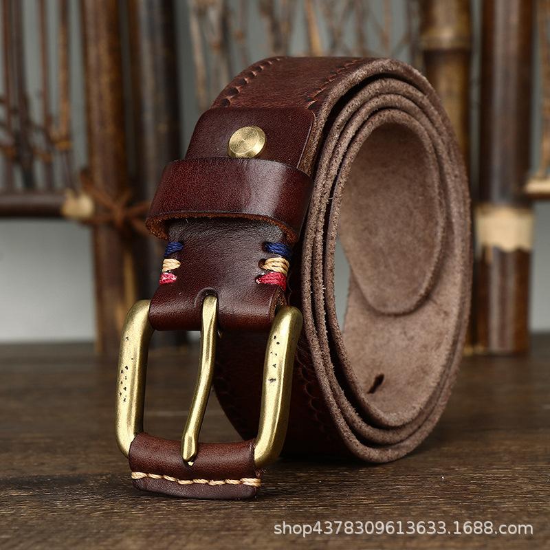 Belt Men s Korean-Style Retro and Fashion All-Matching Genuine Leather Pure Cowhide Brass Buckle Distressed Pleated New Denim Belt
Belt Men s Korean-Style Retro and Fashion All-Matching Genuine Leather Pure Cowhide Brass Buckle Distressed Pleated New Denim Belt