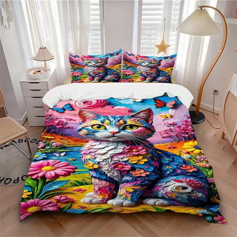 3pcs Floral Cat 1Cover + 2Pillowcases, PillowInserts NotIncluded, Machine Washable, All - Season Use, Suitable for Bedroom Guest Room65 135x200cm
3pcs Floral Cat 1Cover + 2Pillowcases, PillowInserts NotIncluded, Machine Washable, All - Season Use, Suitable for Bedroom Guest Room65 135x200cm