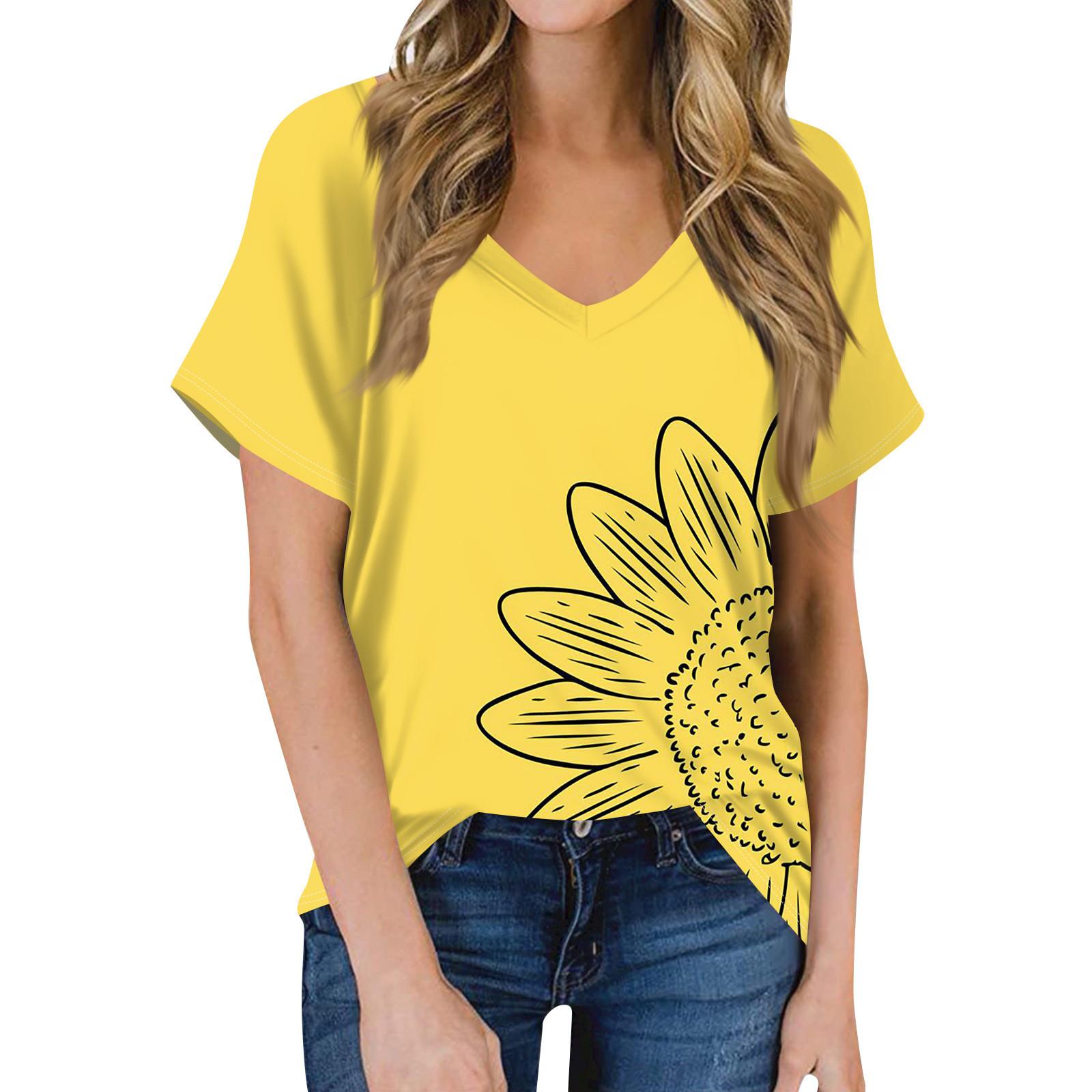 Женская футболка с коротким рукавом и цветочным принтом подсолнечника, топ XL жёлтый
Женская футболка с коротким рукавом и цветочным принтом подсолнечника, топ XL жёлтый