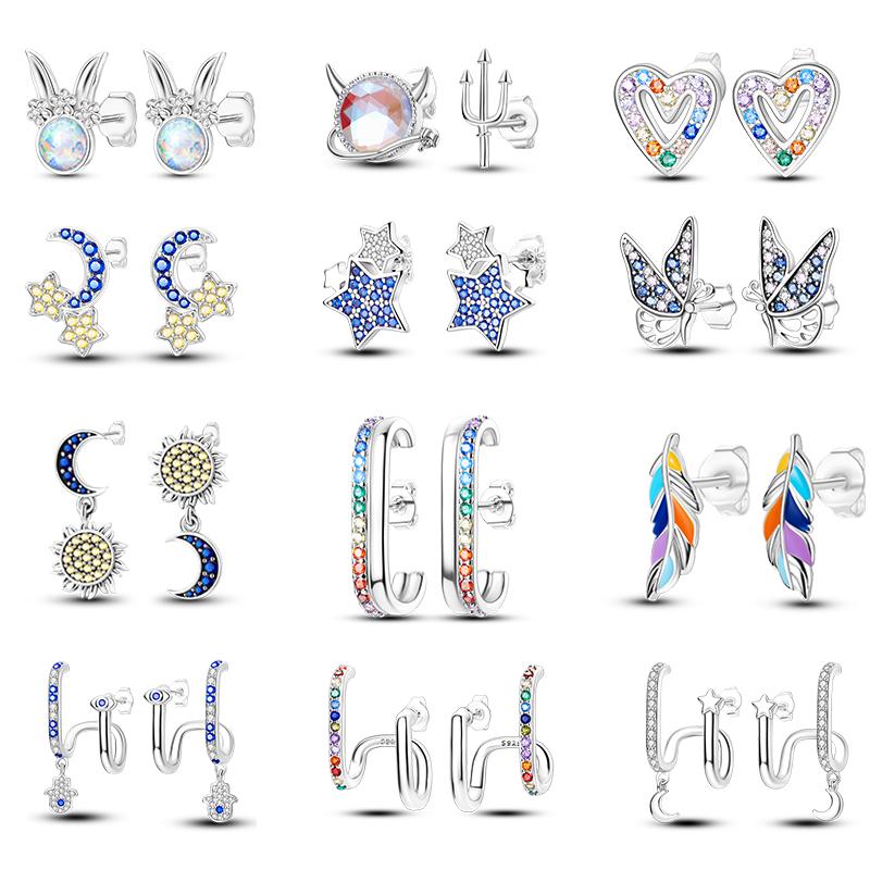 925 Sterling Silver Colorful Feather Earrings For Women Cute Mini Elf Butterfly Star Moon Ear Studs Fine Halloween Jewelry Gifts
925 Sterling Silver Colorful Feather Earrings For Women Cute Mini Elf Butterfly Star Moon Ear Studs Fine Halloween Jewelry Gifts