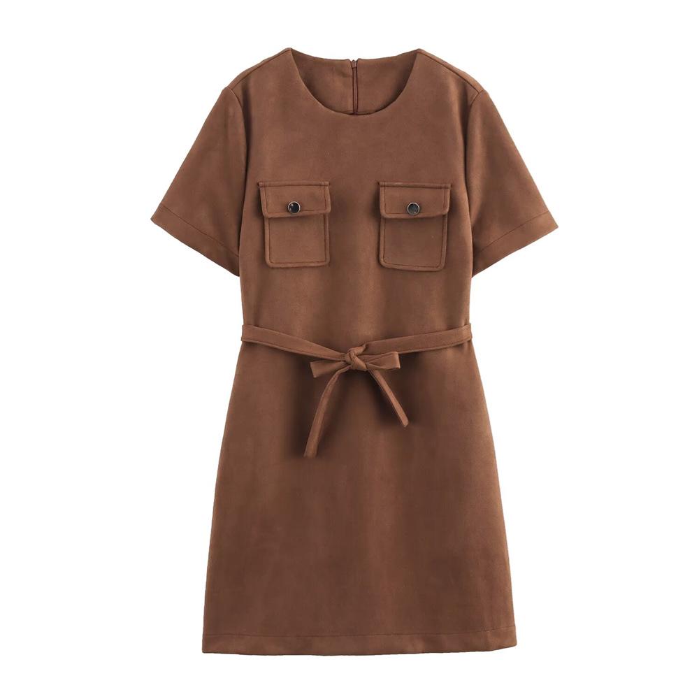 2025 Spring/Summer Women s Suede-Textured Dress with Belt & Short Sleeves L темно-коричневого
2025 Spring/Summer Women s Suede-Textured Dress with Belt & Short Sleeves L темно-коричневого
