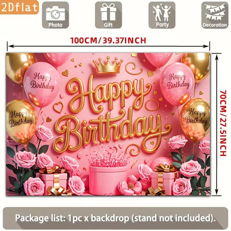 2D Sweet Pink Gold Birthday Backdrop Banner Princess Themed Happy Birthday Party Decor Background 47.2x31.5inch/120*80cm
2D Sweet Pink Gold Birthday Backdrop Banner Princess Themed Happy Birthday Party Decor Background 47.2x31.5inch/120*80cm