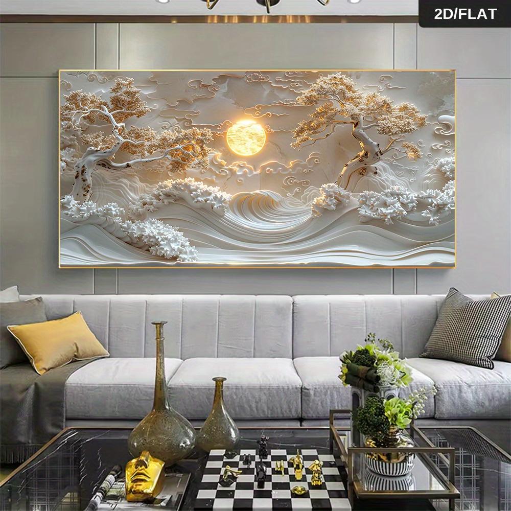 A modern abstract gold moonlight tree tranquil landscape oil painting wall art piece, featuring swirling waves and a full moon, (as the picture,50x100cm No Frame)
A modern abstract gold moonlight tree tranquil landscape oil painting wall art piece, featuring swirling waves and a full moon, (as the picture,50x100cm No Frame)