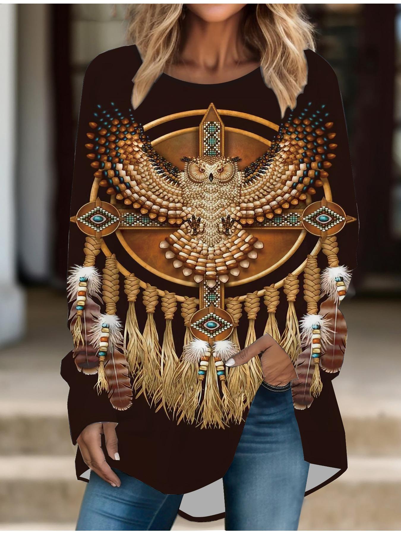 Женские футболки больших размеров весенние ретро с принтом тотемов, удобные, с длинным рукавом, круглым вырезом, повседневные, свободные, средней длины 8XL коричневый
Женские футболки больших размеров весенние ретро с принтом тотемов, удобные, с длинным рукавом, круглым вырезом, повседневные, свободные, средней длины 8XL коричневый