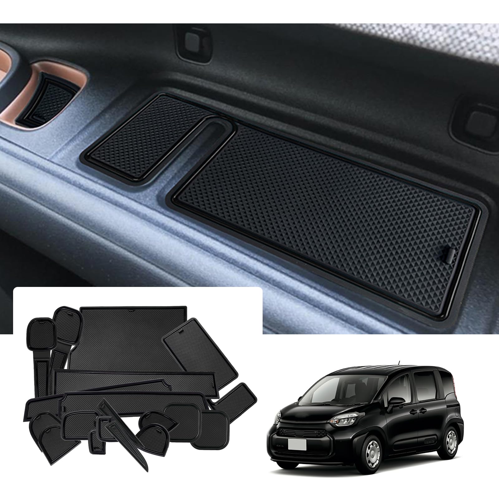 GAFAT Коврики в карманы дверей для Toyota Sienta модели 2022 года и новые резиновые коврики в карманы дверей со звукоизоляцией и подстаканниками, настраиваемые резиновые коврики для интерьера для чёрный
GAFAT Коврики в карманы дверей для Toyota Sienta модели 2022 года и новые резиновые коврики в карманы дверей со звукоизоляцией и подстаканниками, настраиваемые резиновые коврики для интерьера для чёрный